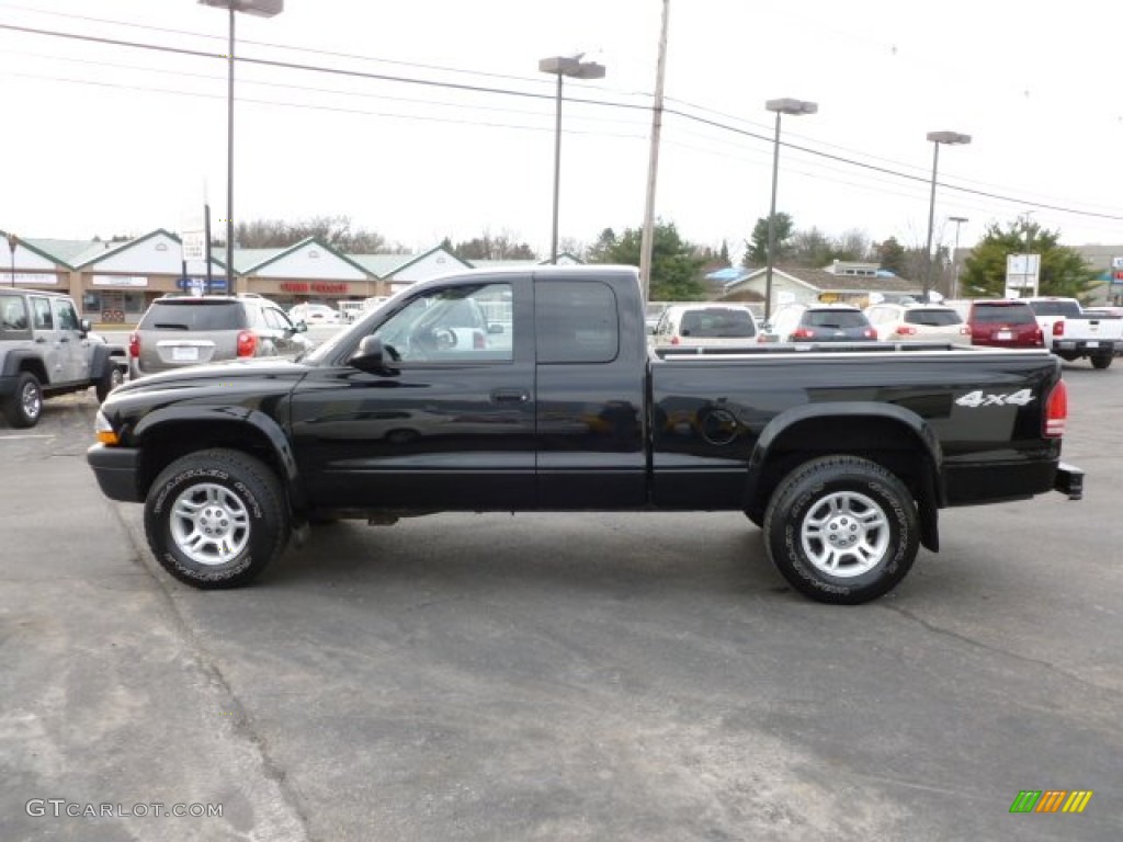 2003 Dakota SXT Club Cab 4x4 - Black / Dark Slate Gray photo #4