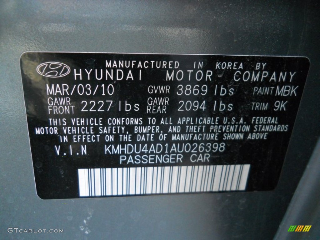 2010 Elantra Color Code MBK for Natural Khaki Photo #62085405