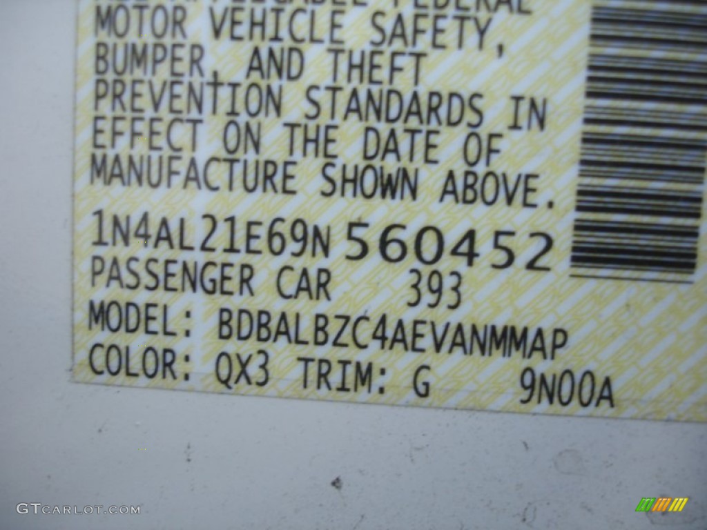 2009 Altima Color Code QX3 for Winter Frost Pearl Photo #62089935