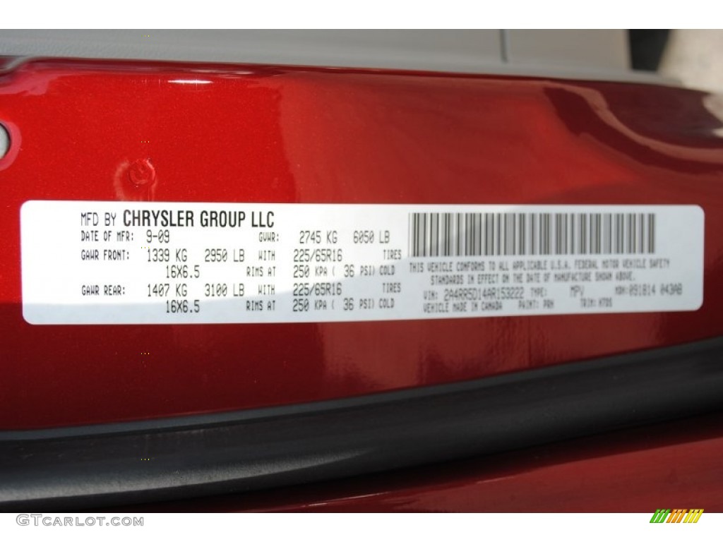 2010 Town & Country Color Code PRH for Inferno Red Crystal Pearl Photo #62090160