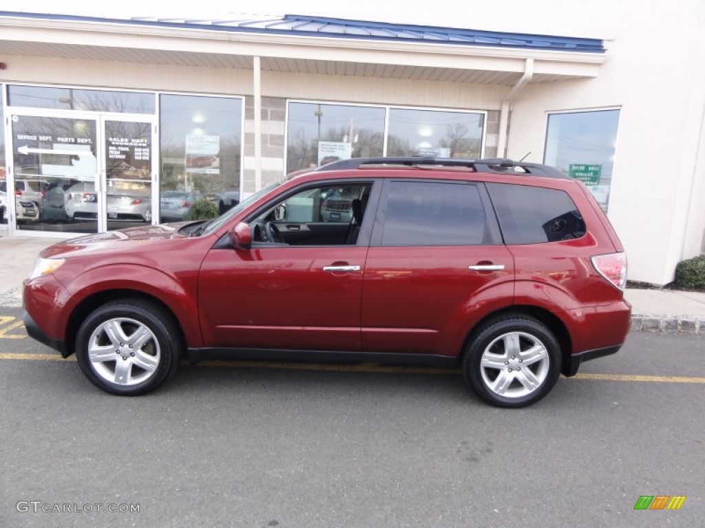 2009 Forester 2.5 X Premium - Camellia Red Pearl / Black photo #3