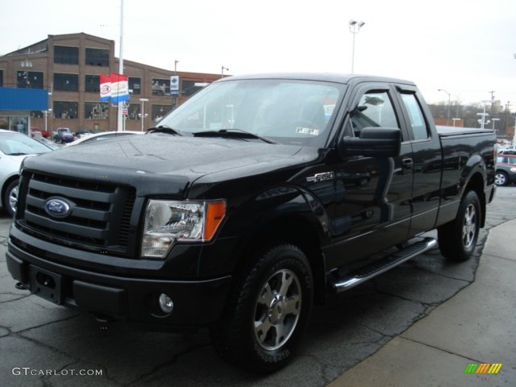 2010 F150 STX SuperCab 4x4 - Tuxedo Black / Medium Stone photo #4