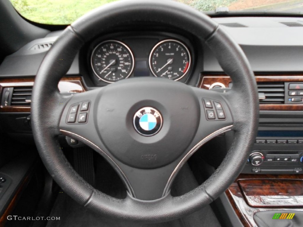 2008 BMW 3 Series 335i Convertible Black Steering Wheel Photo #62104016