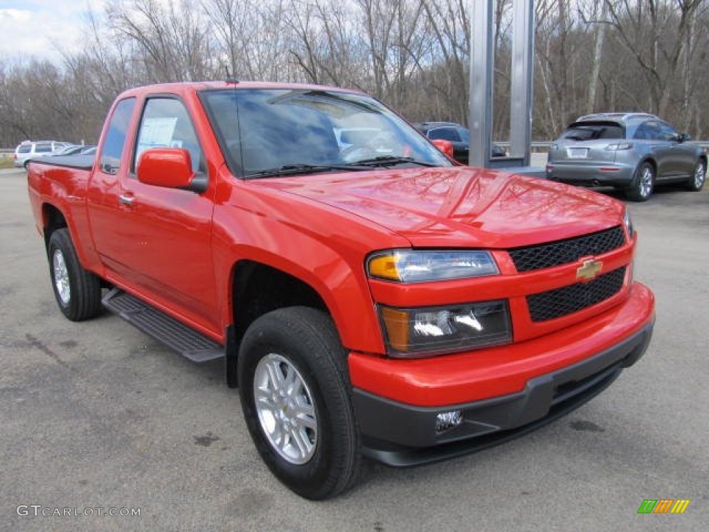 Inferno Orange Metallic 2012 Chevrolet Colorado LT Extended Cab 4x4 Exterior Photo #62106489