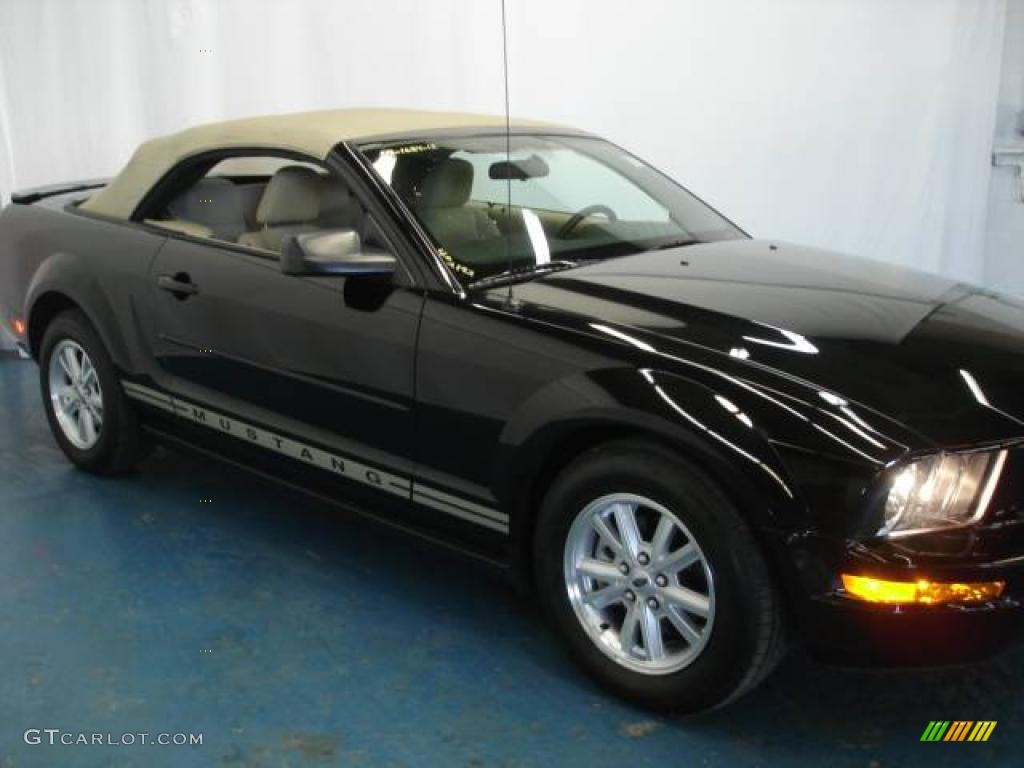 2008 Mustang V6 Deluxe Convertible - Black / Medium Parchment photo #33