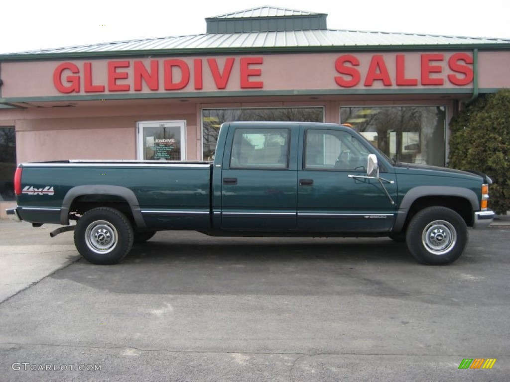 1998 C/K 3500 K3500 Silverado Crew Cab 4x4 - Meadow Green Metallic / Gray photo #2