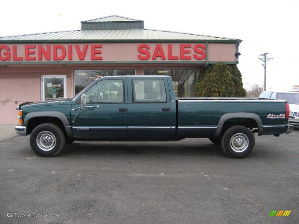 1998 C/K 3500 K3500 Silverado Crew Cab 4x4 - Meadow Green Metallic / Gray photo #3
