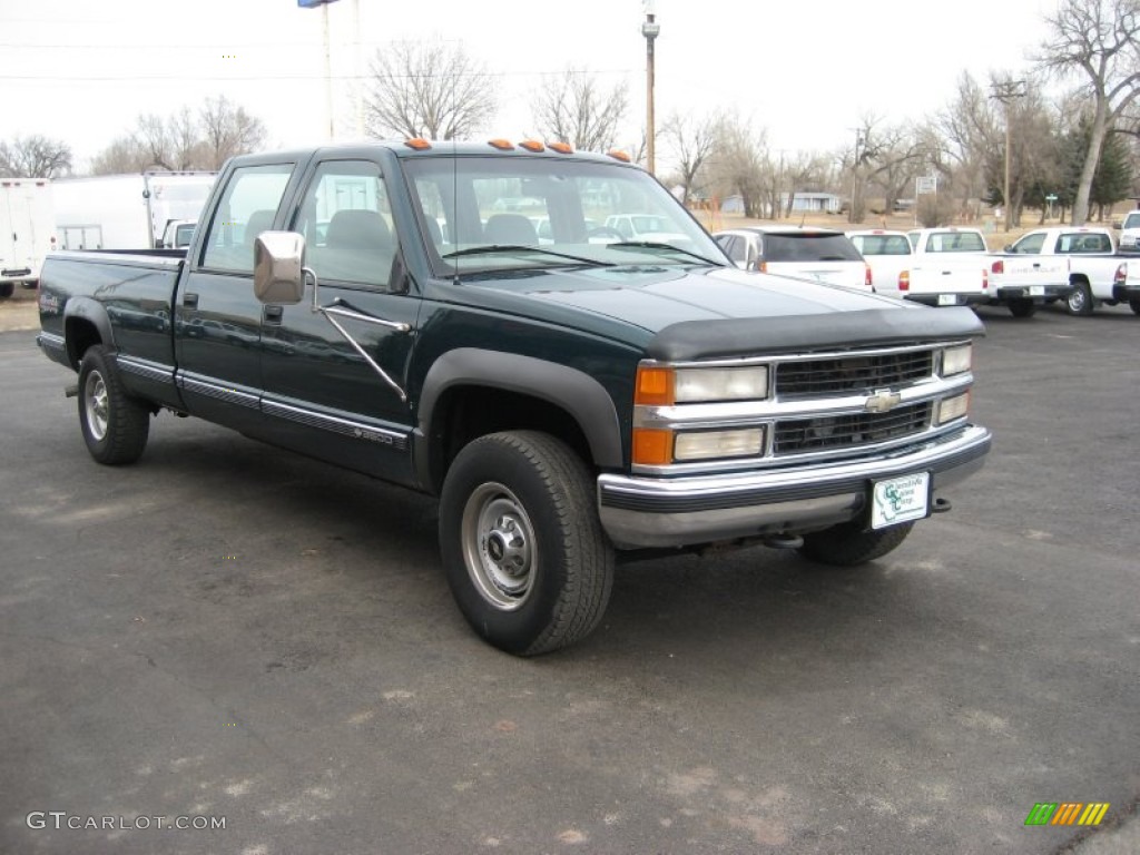 1998 C/K 3500 K3500 Silverado Crew Cab 4x4 - Meadow Green Metallic / Gray photo #4