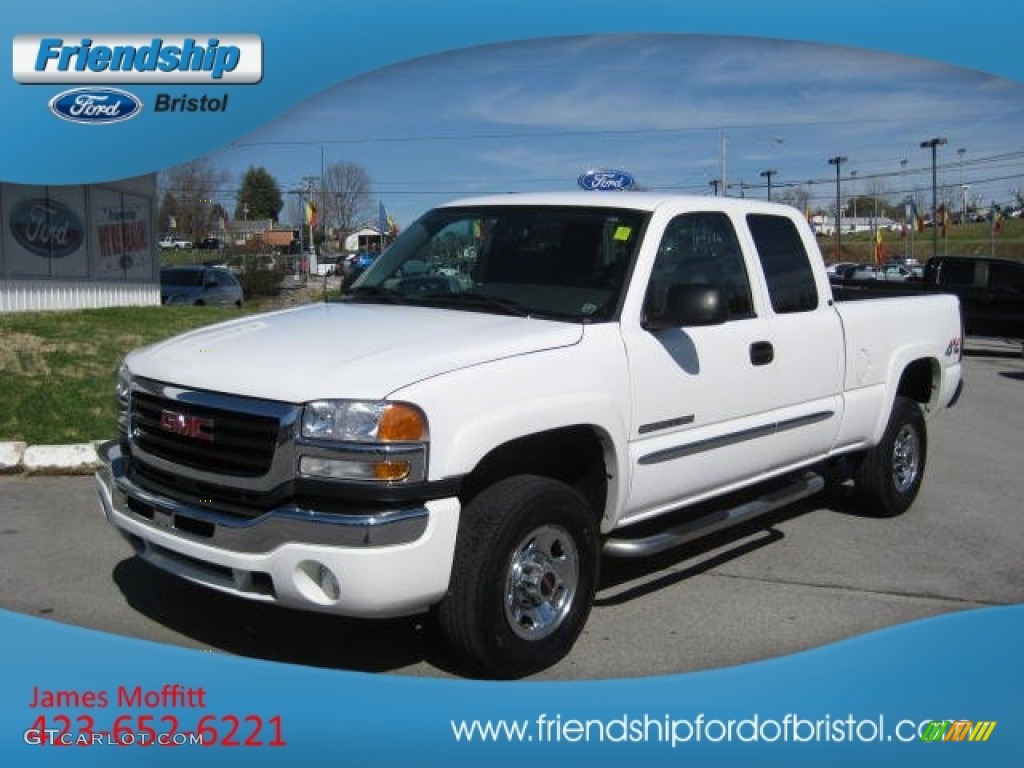 2005 Sierra 2500HD SLE Extended Cab 4x4 - Summit White / Dark Pewter photo #2