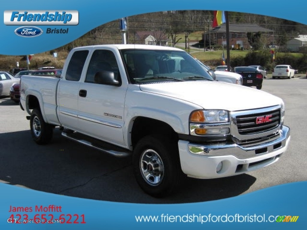 2005 Sierra 2500HD SLE Extended Cab 4x4 - Summit White / Dark Pewter photo #4