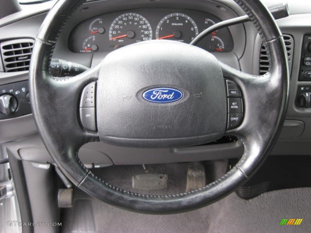 2003 Ford F150 XLT SuperCab 4x4 Medium Graphite Grey Steering Wheel Photo #62113292