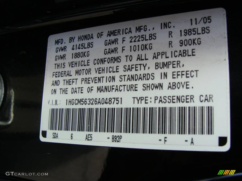 2006 Accord SE Sedan - Nighthawk Black Pearl / Ivory photo #15