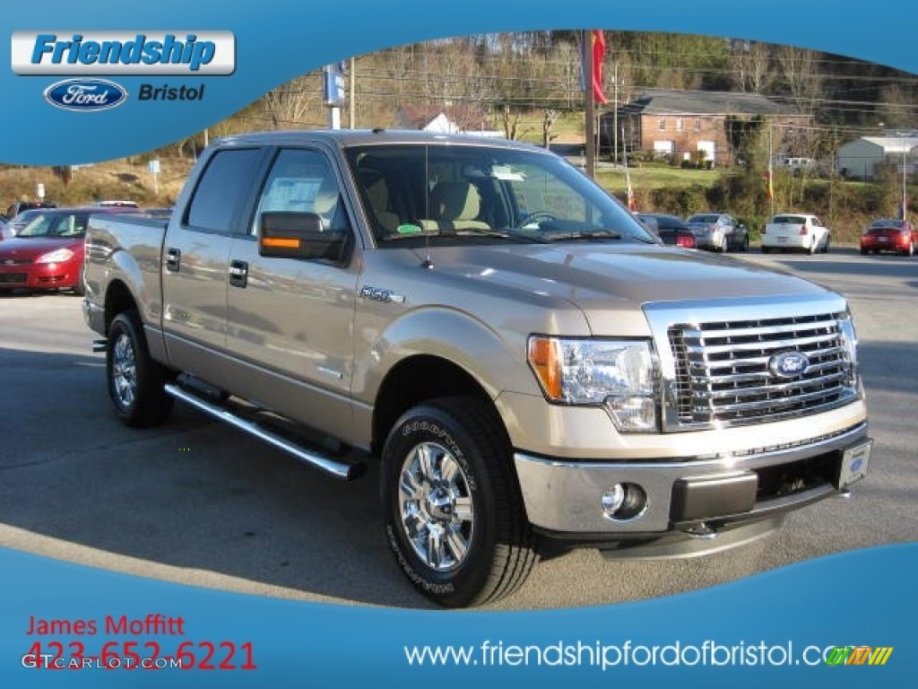 2012 F150 XLT SuperCrew 4x4 - Pale Adobe Metallic / Pale Adobe photo #4