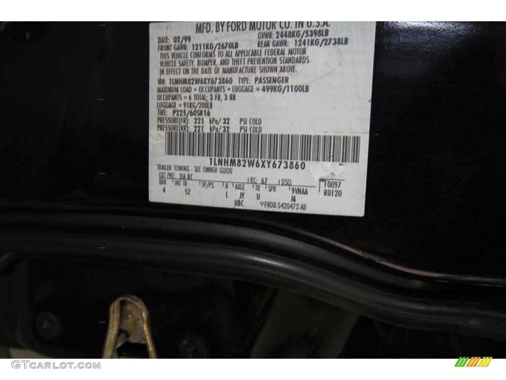 1999 Lincoln Town Car Signature Color Code Photos