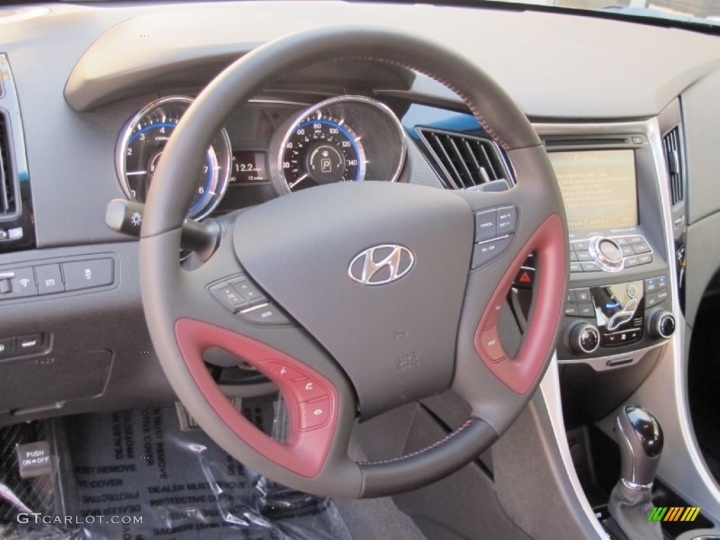 2012 Hyundai Sonata Limited Wine Steering Wheel Photo #62114749