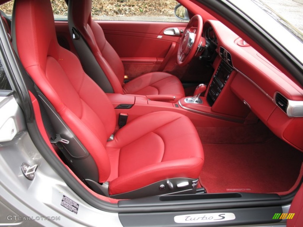 2011 911 Turbo S Coupe - GT Silver Metallic / Carrera Red photo #13