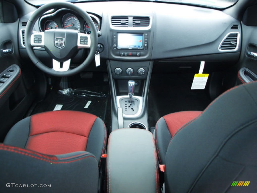 2012 Dodge Avenger SXT Plus Black/Red Dashboard Photo #62117140