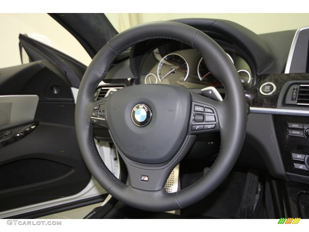 2012 BMW 6 Series 650i Coupe Black Nappa Leather Steering Wheel Photo #62117470