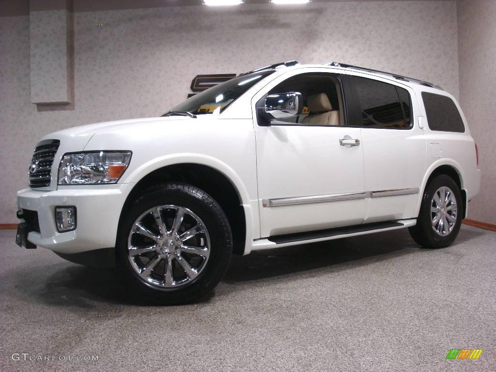 2008 QX 56 4WD - Tuscan Pearl White / Wheat photo #1