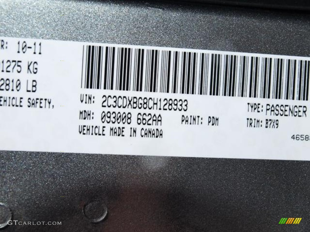 2012 Charger Color Code PDM for Tungsten Metallic Photo #62123584
