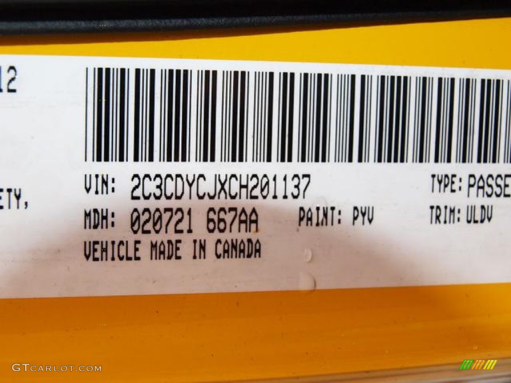 2012 Challenger Color Code PYV for Stinger Yellow Photo #62123666