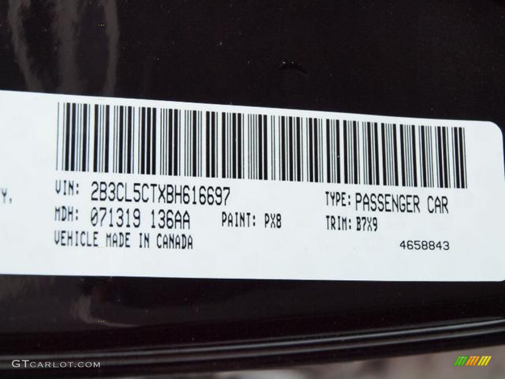 2011 Charger Color Code PX8 for Pitch Black Photo #62124759