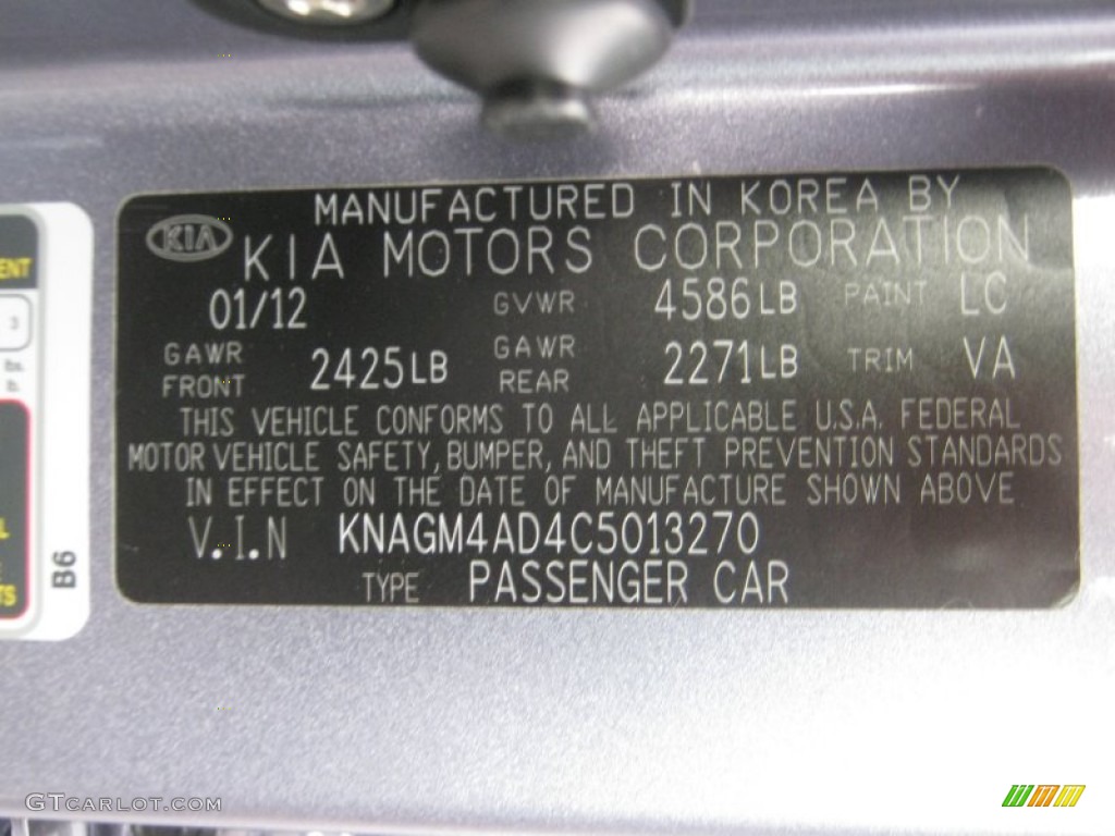 2012 Optima Color Code LC for Light Graphite Photo #62128299