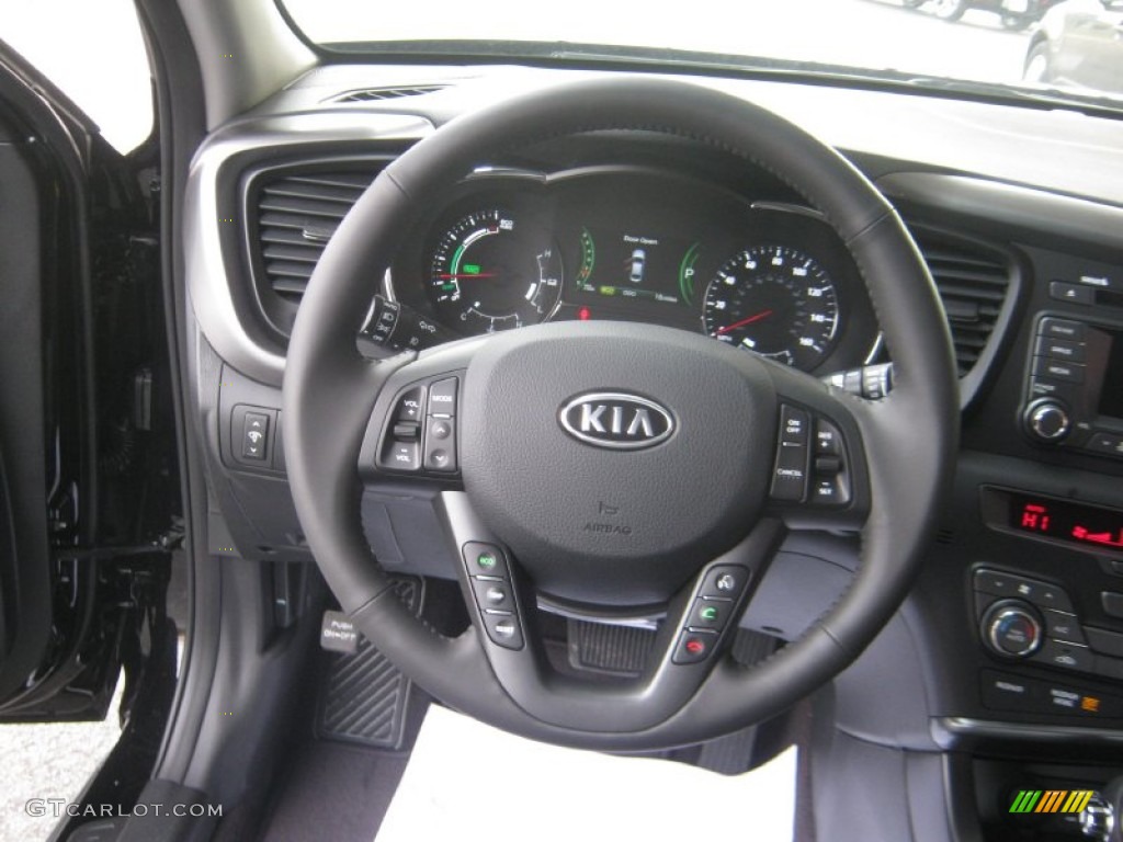 2012 Kia Optima Hybrid Black Steering Wheel Photo #62128388
