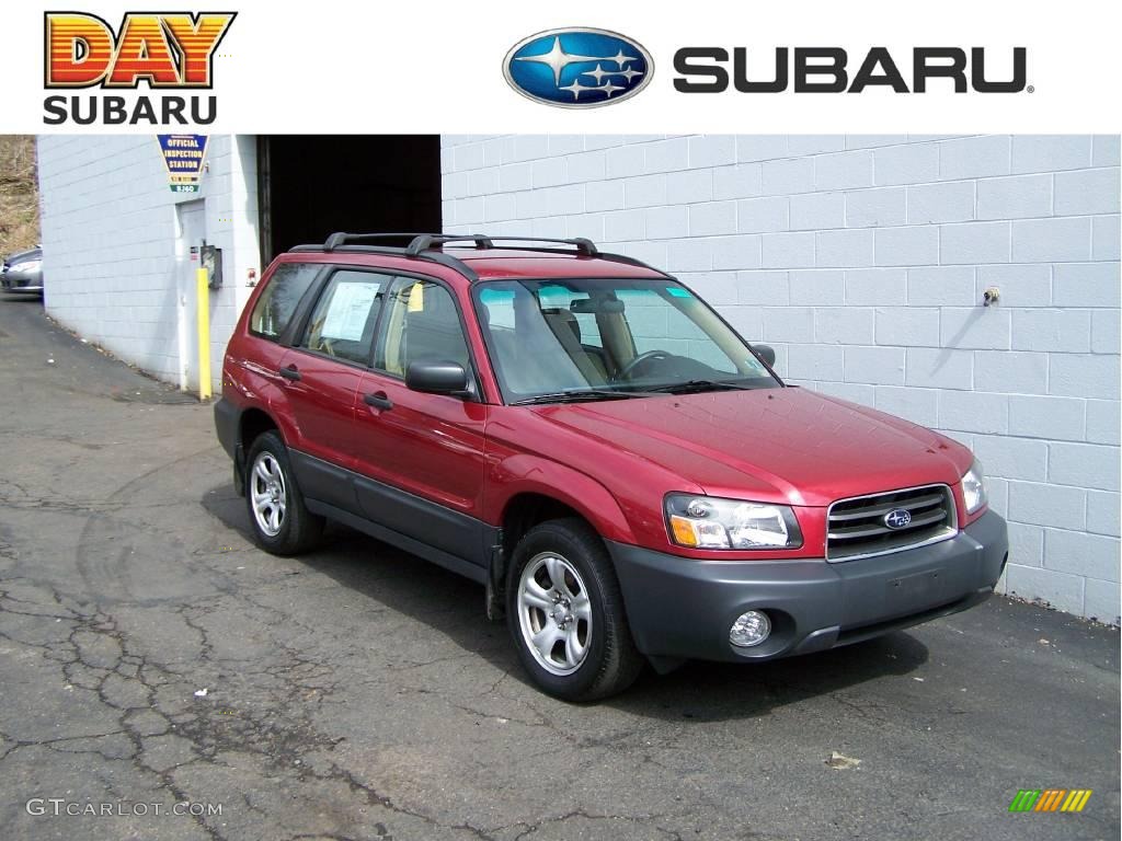 2005 Forester 2.5 X - Cayenne Red Pearl / Beige photo #1