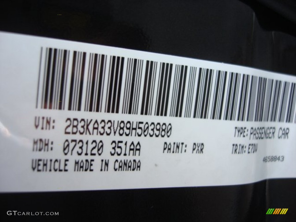 2009 Charger Color Code PXR for Brilliant Black Crystal Pearl Photo #62132828