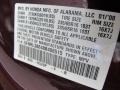 R529P: Dark Cherry Pearl 2008 Honda Odyssey EX-L Color Code