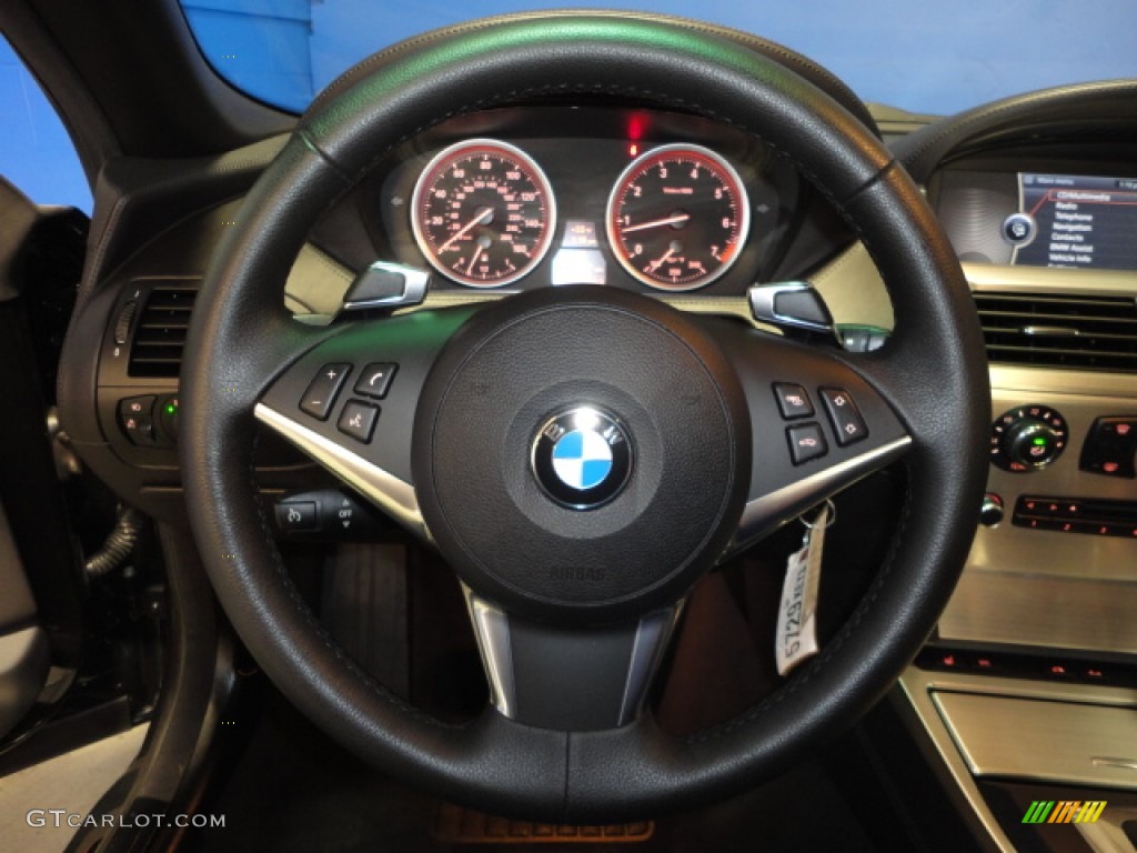 2010 BMW 6 Series 650i Convertible Black Steering Wheel Photo #62137617