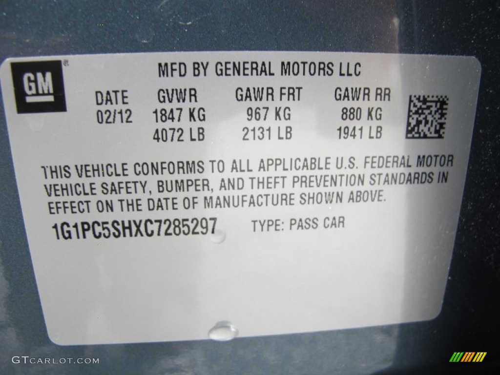 2012 Cruze LS - Blue Granite Metallic / Jet Black/Medium Titanium photo #19