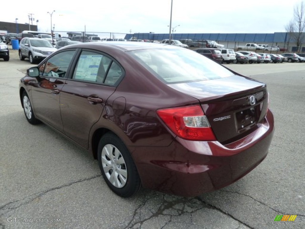 2012 Civic LX Sedan - Crimson Pearl / Beige photo #3