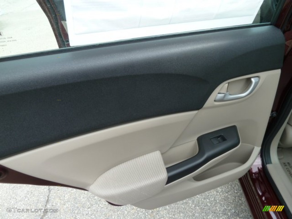 2012 Civic LX Sedan - Crimson Pearl / Beige photo #13