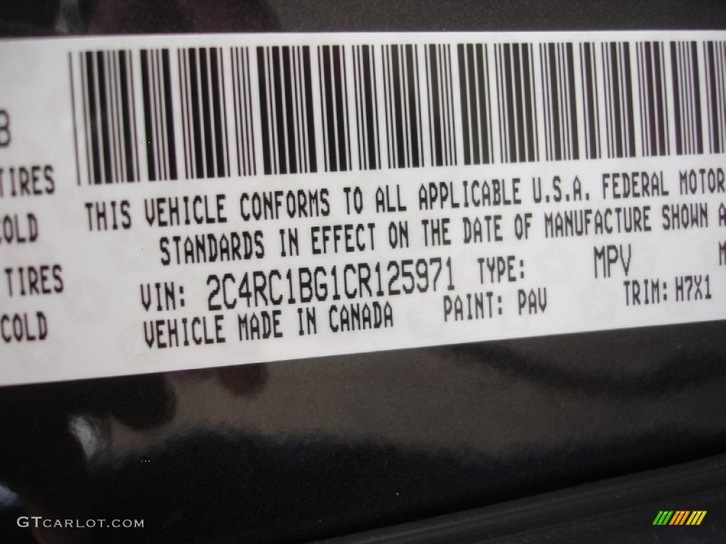2012 Town & Country Color Code PAV for Dark Charcoal Pearl Photo #62141794