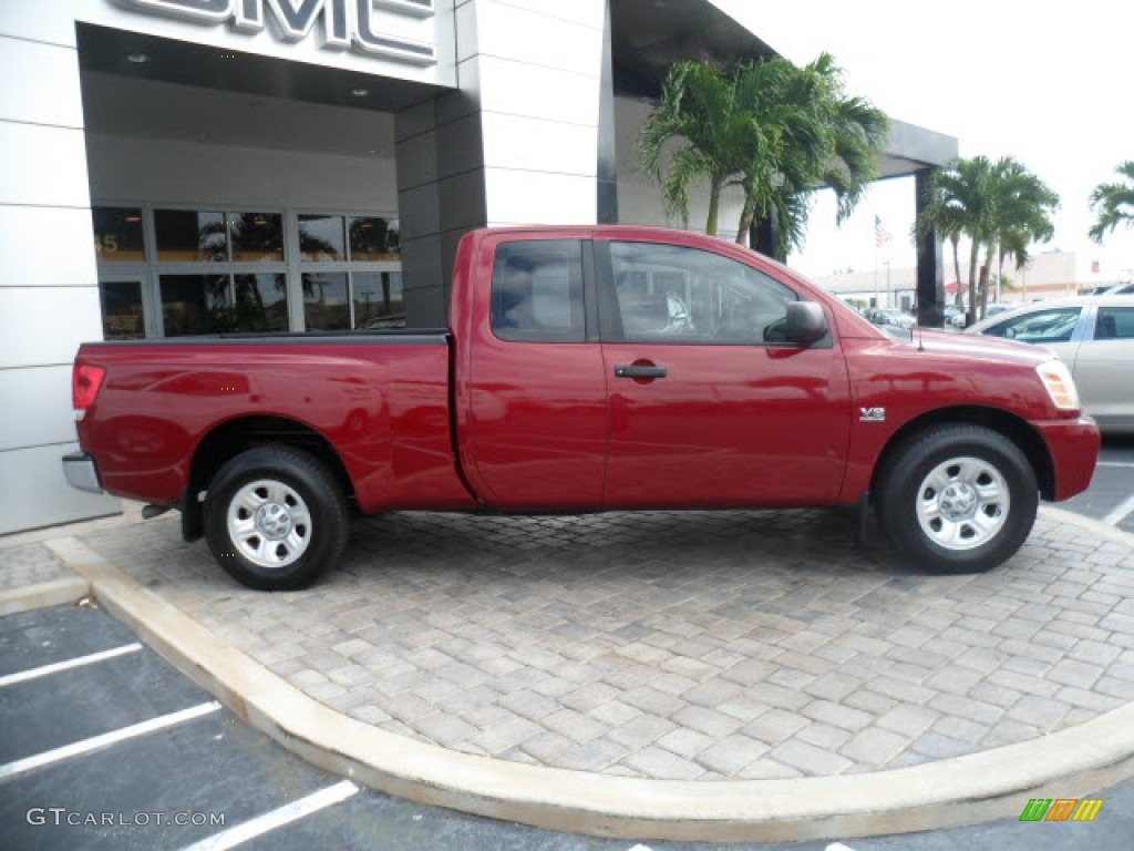 2004 Titan XE King Cab - Red Brawn / Graphite/Titanium photo #16