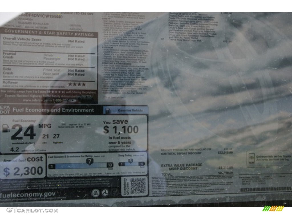 2012 Toyota RAV4 Limited 4WD Window Sticker Photo #62147013