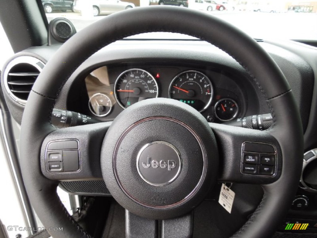 2012 Jeep Wrangler Unlimited Sahara 4x4 Black Steering Wheel Photo #62151606