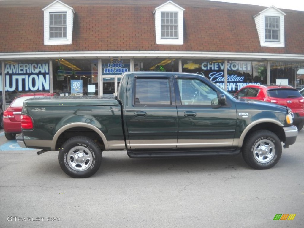 2003 F150 Lariat SuperCrew 4x4 - Dark Highland Green Metallic / Medium Parchment Beige photo #2