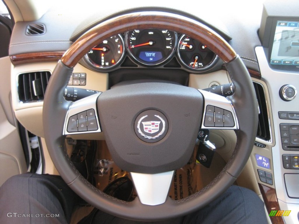 2012 Cadillac CTS 3.0 Sedan Cashmere/Cocoa Steering Wheel Photo #62158209