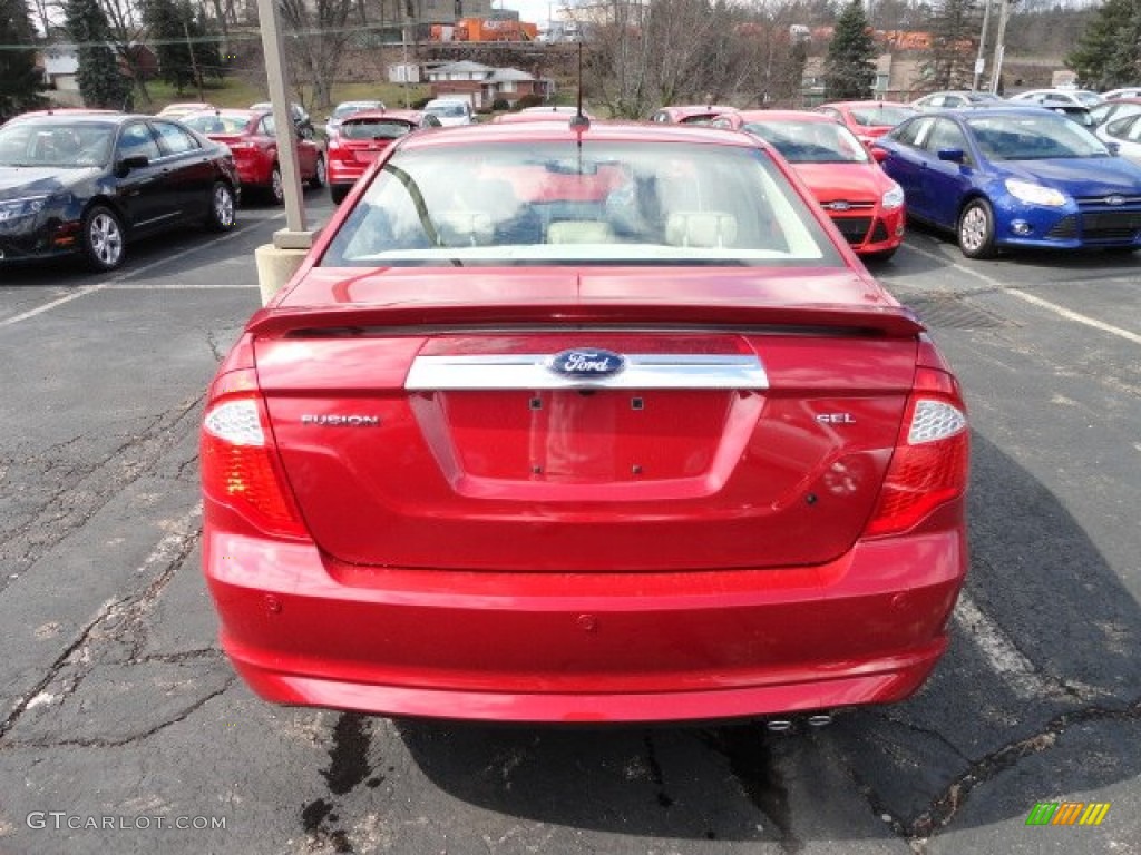 2012 Fusion SEL - Red Candy Metallic / Camel photo #3