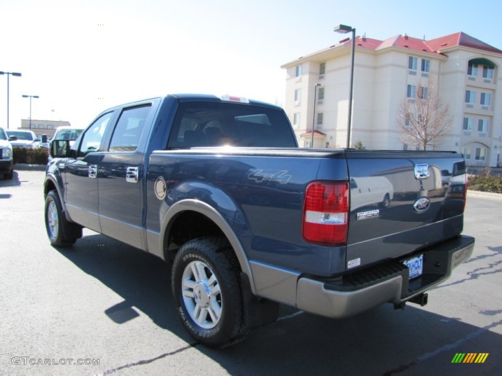 2005 F150 Lariat SuperCrew 4x4 - Medium Wedgewood Blue Metallic / Tan photo #5