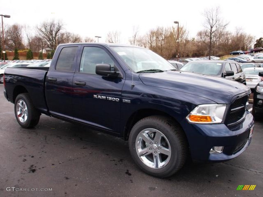 2012 Ram 1500 Express Quad Cab 4x4 - True Blue Pearl / Dark Slate Gray/Medium Graystone photo #2