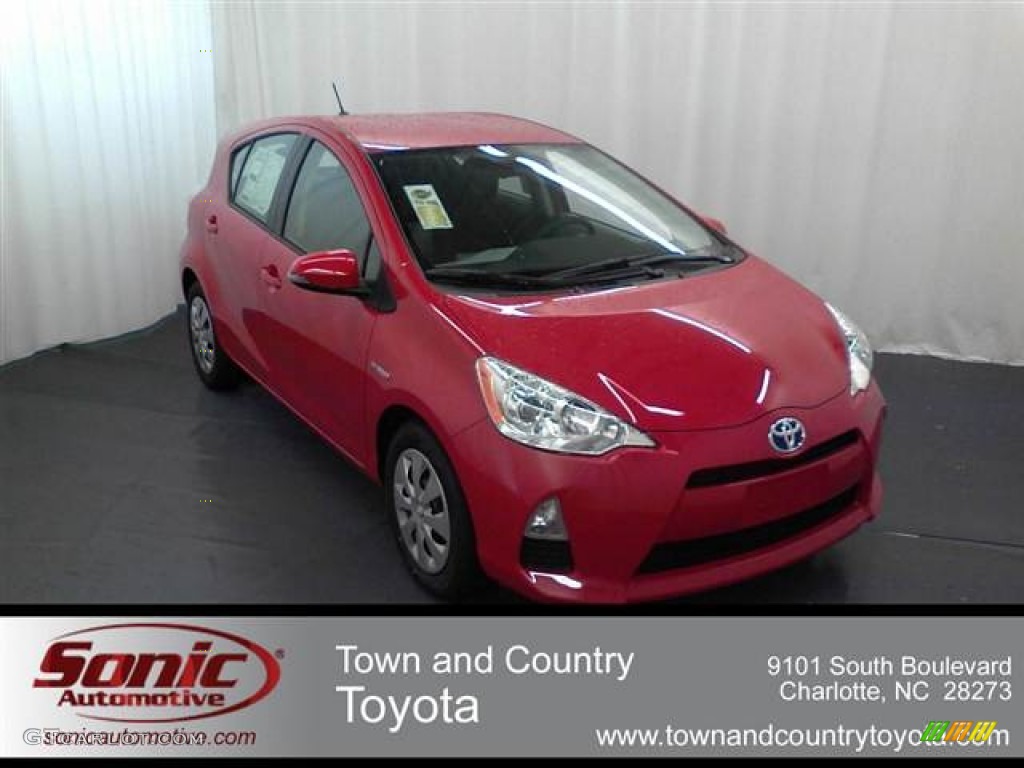 2012 Prius c Hybrid Two - Absolutely Red / Light Blue Gray/Black photo #1