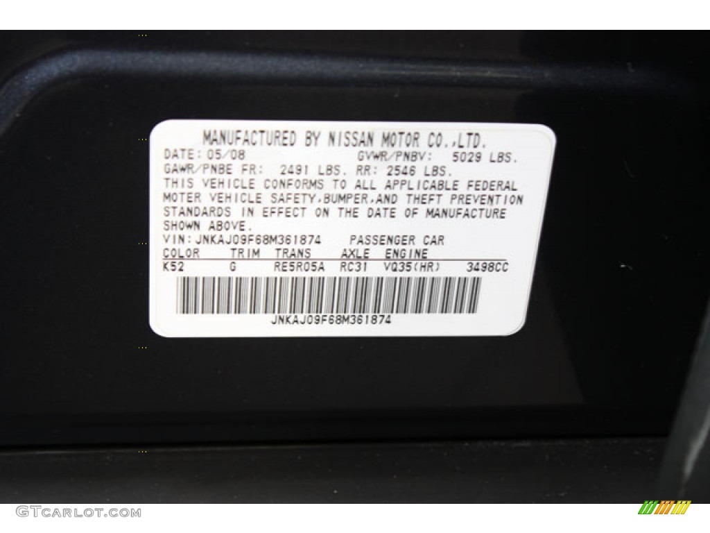2008 EX Color Code K52 for Blue Slate Photo #62172763
