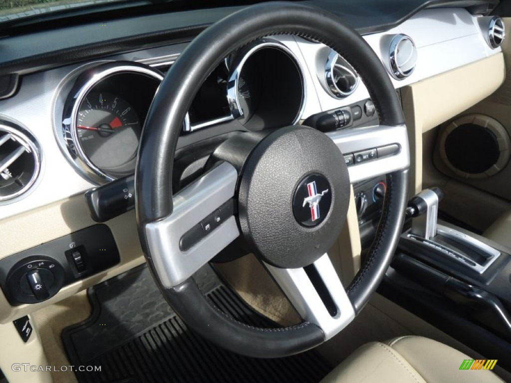 2005 Ford Mustang V6 Premium Convertible Medium Parchment Steering Wheel Photo #62174107