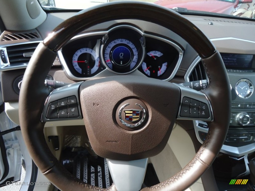 2012 Cadillac SRX Luxury Shale/Brownstone Steering Wheel Photo #62177119