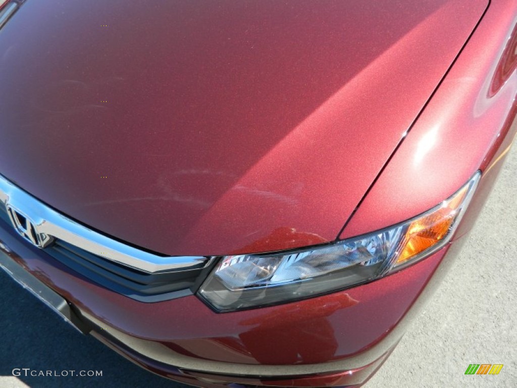 2012 Civic EX-L Sedan - Crimson Pearl / Beige photo #9