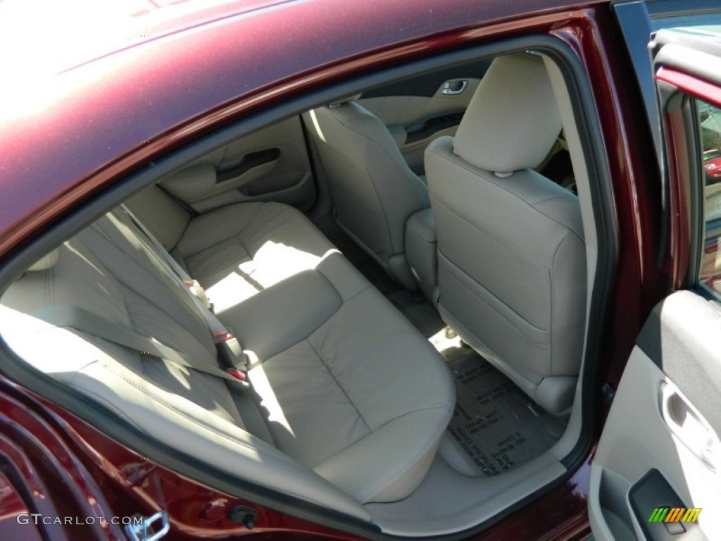 2012 Civic EX-L Sedan - Crimson Pearl / Beige photo #15